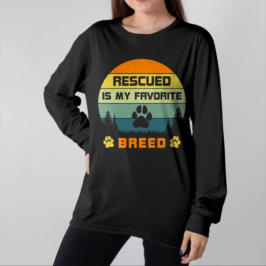 Dog Love Shirt, Dog Lover Gift T-Shirt/Hoodie/Sweatshirt HLT00 - Love Dogs Rescue Rescued Is My Favorite Breed Vintage Paw T-Shirt