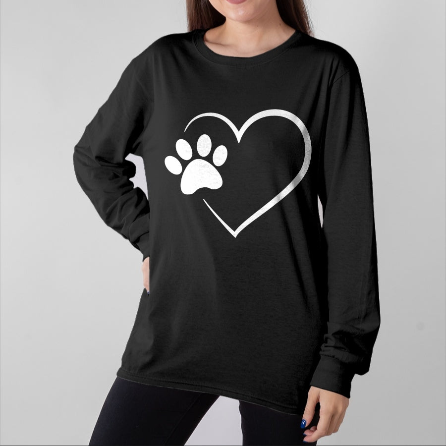 Dog Love Shirt, Dog Lover Gift T-Shirt/Hoodie/Sweatshirt HLT00 - Dog Paw Heart - Dog Lover Gift for Dog Moms T-Shirt