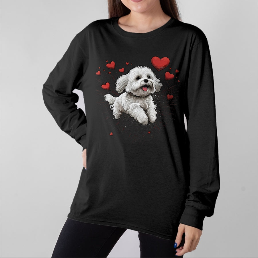 Dog Love Shirt, Dog Lover Gift T-Shirt/Hoodie/Sweatshirt HLT00 - Maltese dog Love Heart for Valentines Day Maltese dog Lover T-Shirt
