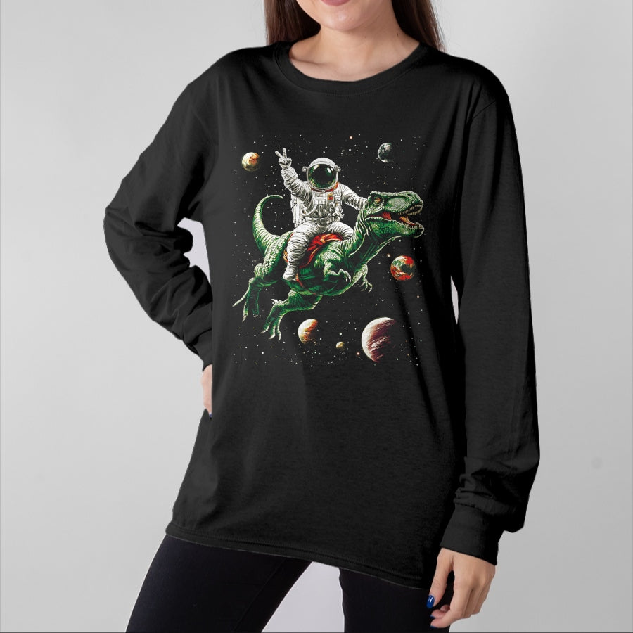 Best Dinosaur Lover Shirt, Funny Dinosaur UnisexT-Shirt/Hoodie/Sweatshirt HLT00 - Astronaut Dinosaur T Rex Outer Space Science Galaxy Universe T-Shirt