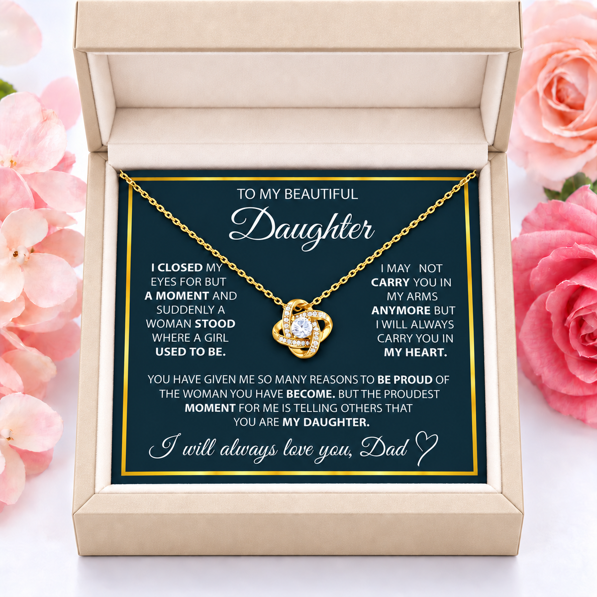 TO MY DAUGHTER FROM DAD - Premium Love Knot Necklace (SKU2609-39)