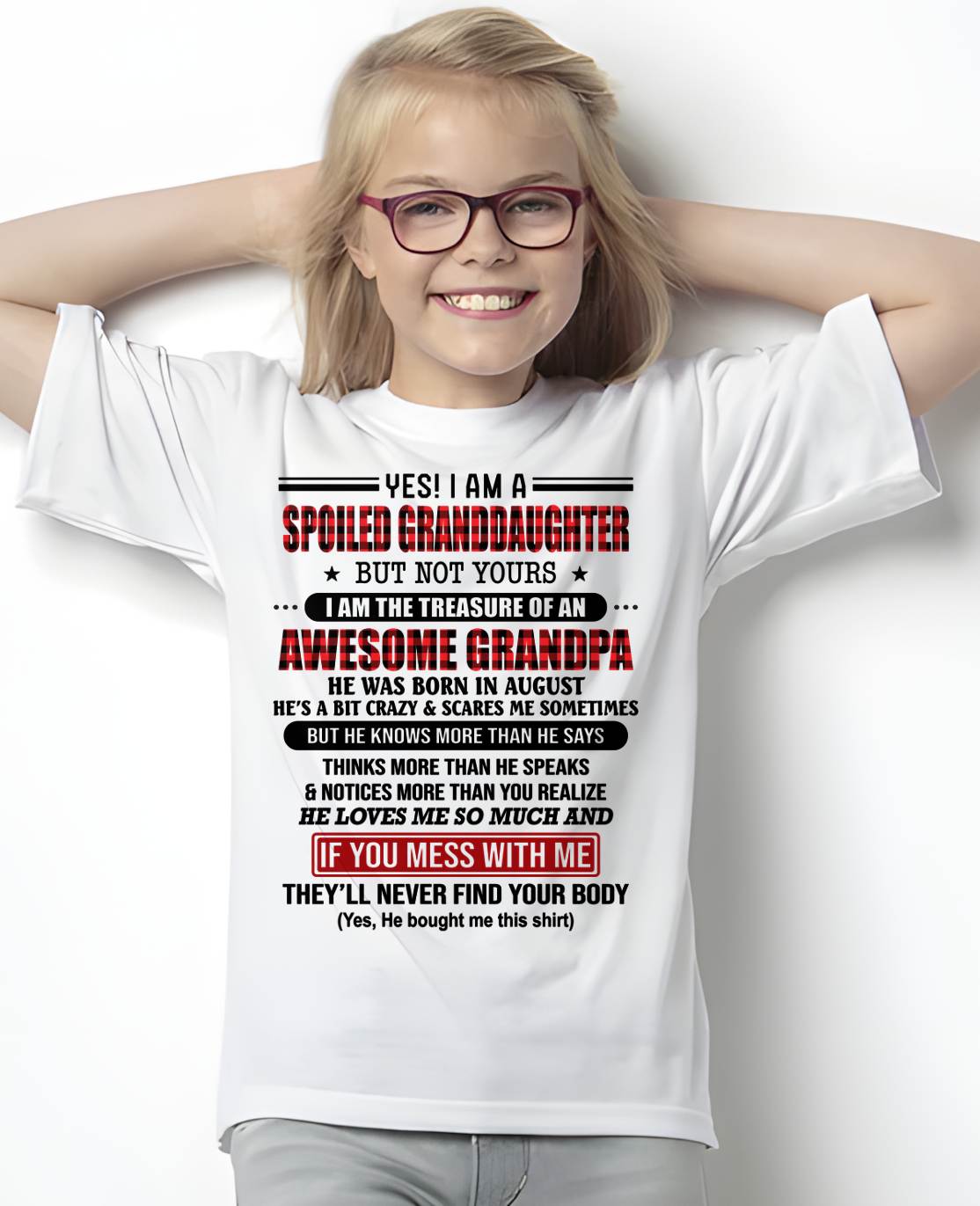 AUGUST - YES! I'M A SPOILED GRANDDAUGHTER - GIFT FROM GRANDPA - TOBY08 (SKU26T-01317-08)