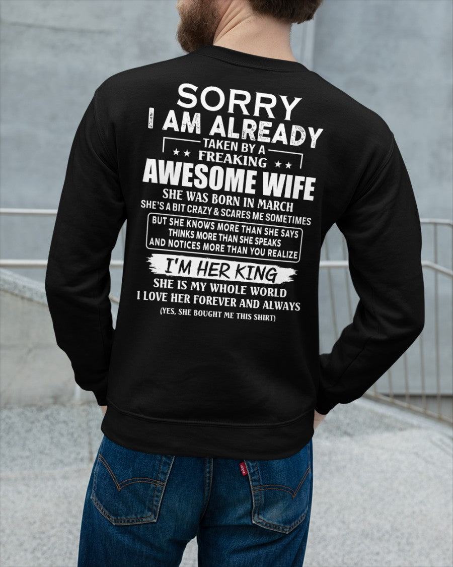 Awesome wife March - Perfect gift for husband from wife - TOBY03 (SKU68-79-03)