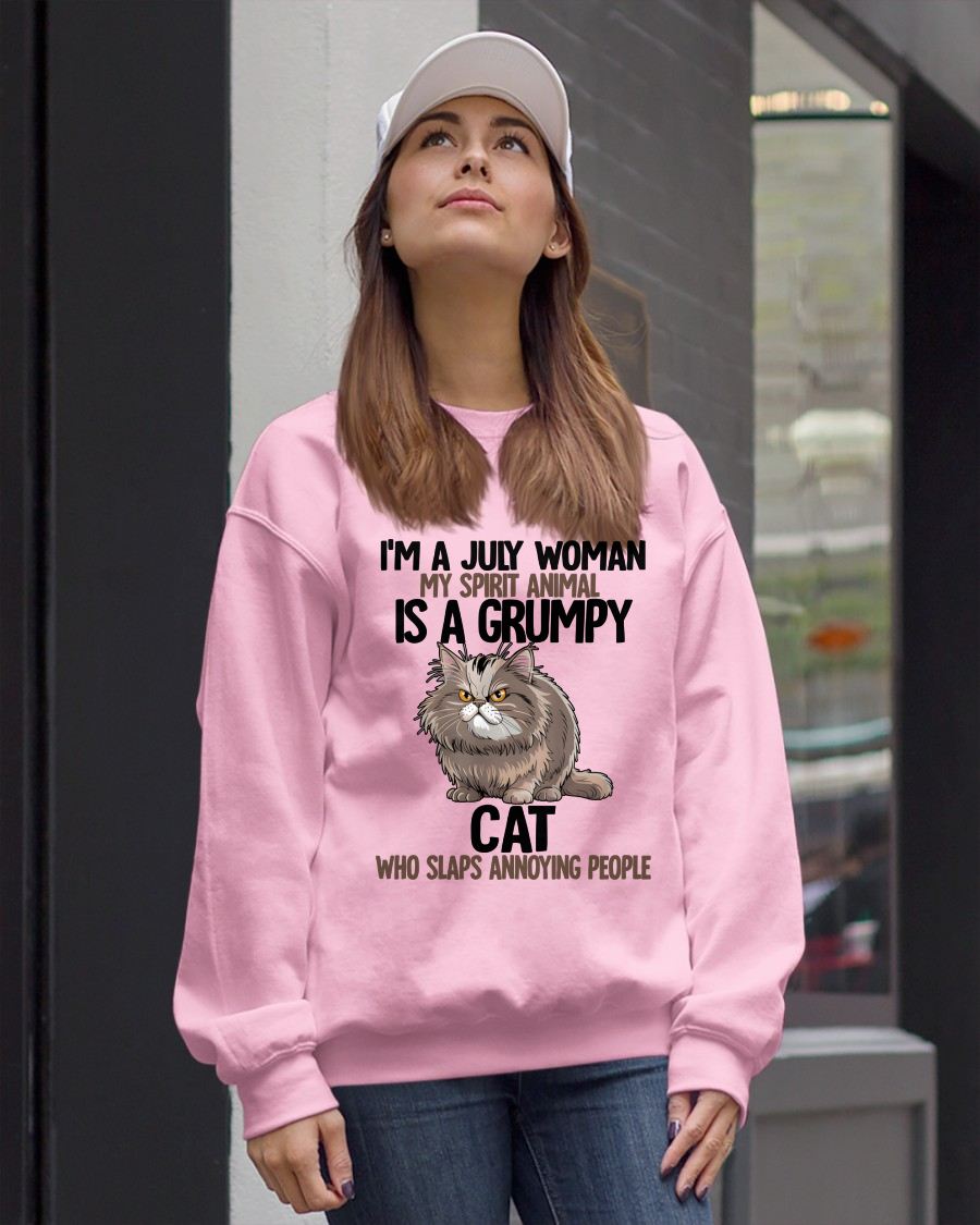 JULY - MY SPIRIT ANIMAL IS A GRUMPY CAT - BIRTHDAY SHIRT FOR WOMEN - TOBY07 (SKU12-278-07)