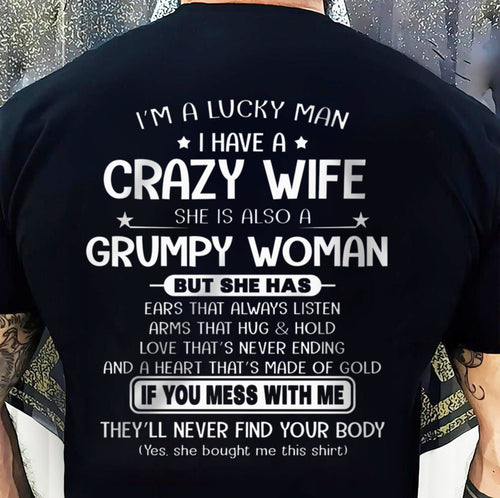 LUCKY MAN OF A GRUMPY WIFE  - GIFT FROM WIFE - TOBY00 (SKU12-277-00)
