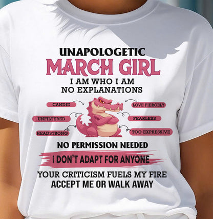 MARCH, I AM WHO I AM - SHIRT FOR WOMEN - TOBY03 (SKU2605-55-03)