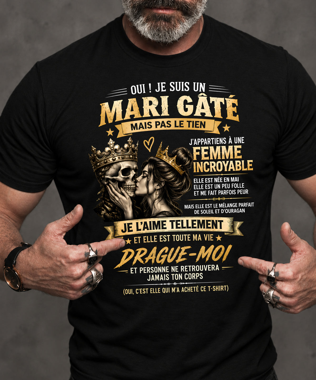 MAI, "JE SUIS UN VIEUX GRINCHEUX GÂTÉ, MAIS PAS LE VÔTRE" - Cadeau pour mari offert par sa femme - TOBY05 (SKU2610-398-05)