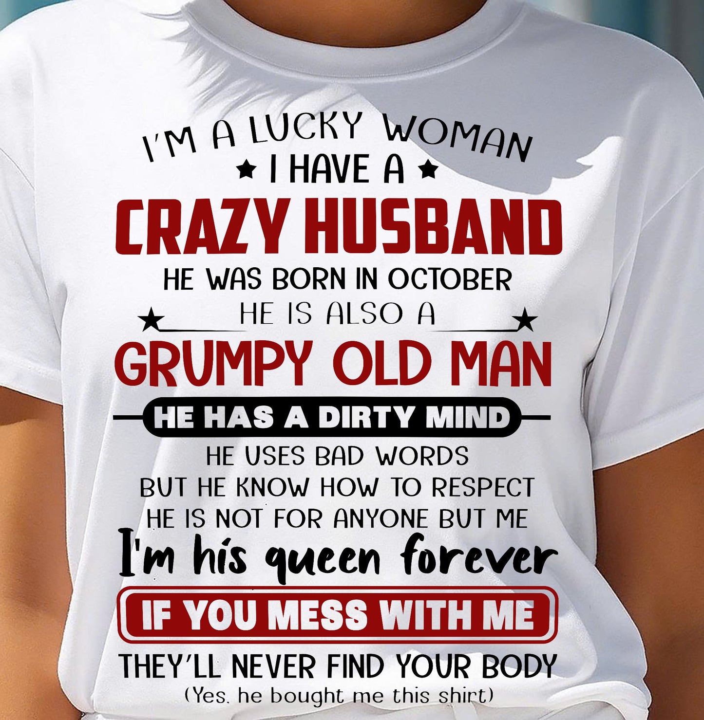 OCTOBER - TO MY WIFE - I'M A LUCKY WOMAN - GIFT FROM HUSBAND - TOBY10 (SKU12-282-10)