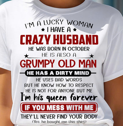 OCTOBER - TO MY WIFE - I'M A LUCKY WOMAN - GIFT FROM HUSBAND - TOBY10 (SKU12-282-10)