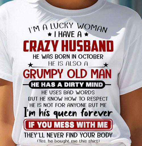 OCTOBER - TO MY WIFE - I'M A LUCKY WOMAN - GIFT FROM HUSBAND - TOBY10 (SKU12-282-10)