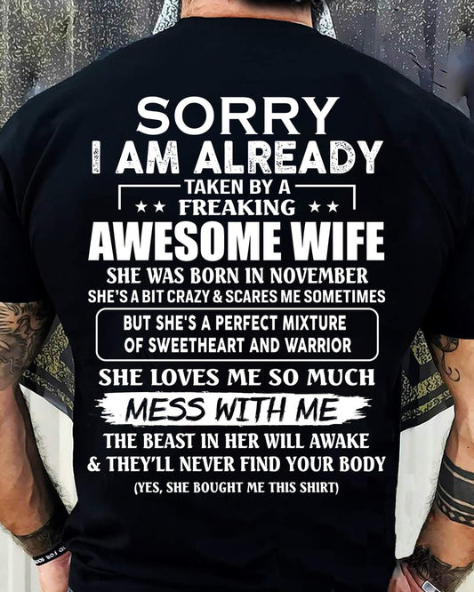 Wife November - Perfect gift for husband From Wife - TOBY11 (SKU68-86-11)