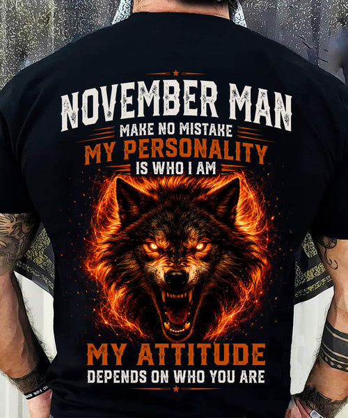 ANIMAL SPIRIT WOLF SHIRT - NOVEMBER MAN MAKE NO MISTAKE  - toby11 (SKU2608-109-11)