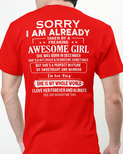 December - Awesome girl - Perfect gift for your boyfriend - (SKU04-86-12) - From Wife TOBY12