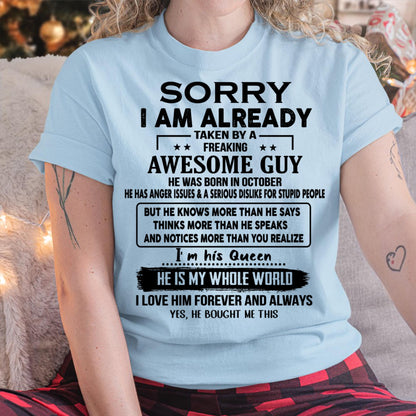 October - Awesome Guy - Perfect gift for your girlfriend or wife  From Husband - TOBY10 (SKUT08-11-10)