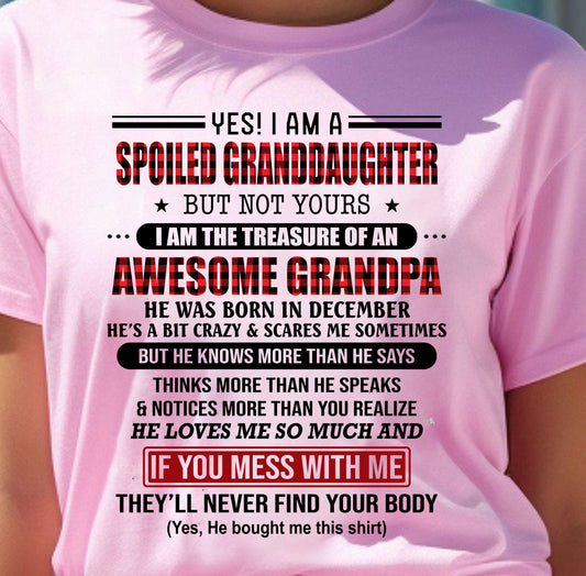 DECEMBER - YES! I'M A SPOILED GRANDDAUGHTER - GIFT FROM GRANDPA - TOBY12 (SKU26T-01317-12)