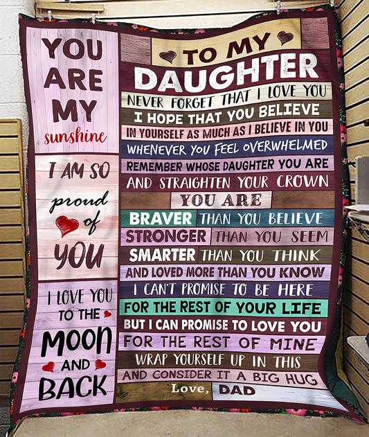 BLANKET FOR DAUGHTER – COMFORT & WARMTH GIFT FROM DAD Sherpa Fleece Quilt Blanket TOBY00