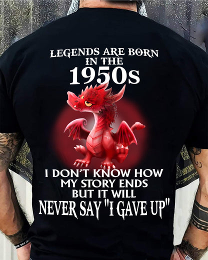 1950s - NEVER SAY GIVE UP - BIRTHDAY T-SHIRT FOR MEN - TOBY00 (SKU12-163-1950)