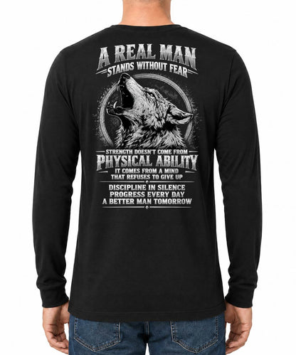 ANIMAL SPIRIT WOLF SHIRT - A REAL MAN STANDS WITHOUT FEAR - SHIRTS FOR MEN - TOBY00 (SKU2609-89)
