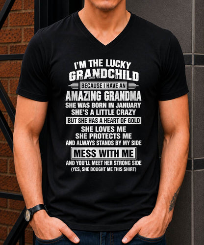 January, I'm The Lucky Grandchild Because I Have An Amazing Grandma - Gift For Grandchild From Grandma - TOBY01 (SKU2609-194-01)