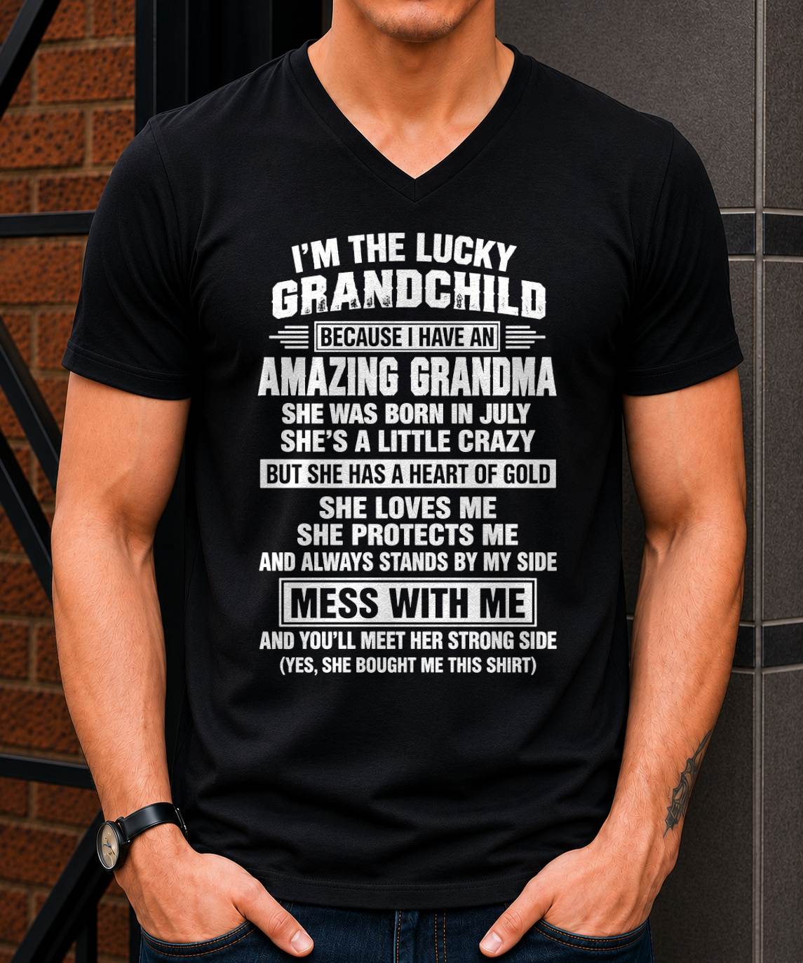 July, I'm The Lucky Grandchild Because I Have An Amazing Grandma - Gift For Grandchild From Grandma - TOBY07 (SKU2609-194-07)