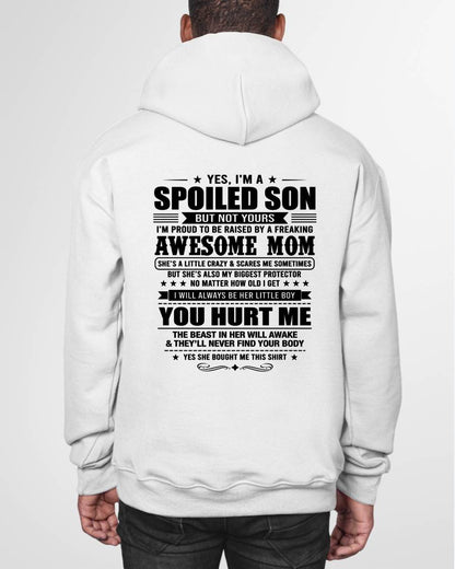SHIRT To My Son From Mom: Spoiled & Having Fun, I’m One Freaking Awesome Mom’s Son - TOBY00 (SKU2605-10-00)