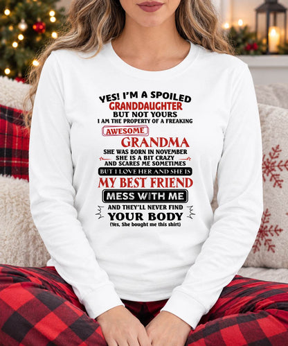 NOVEMBER, "YES! I'M A SPOILED GRANDDAUGHTER" – GIFT FROM GRANDMA TO GRANDDAUGHTER – TOBY11 (SKU2607-295-11)