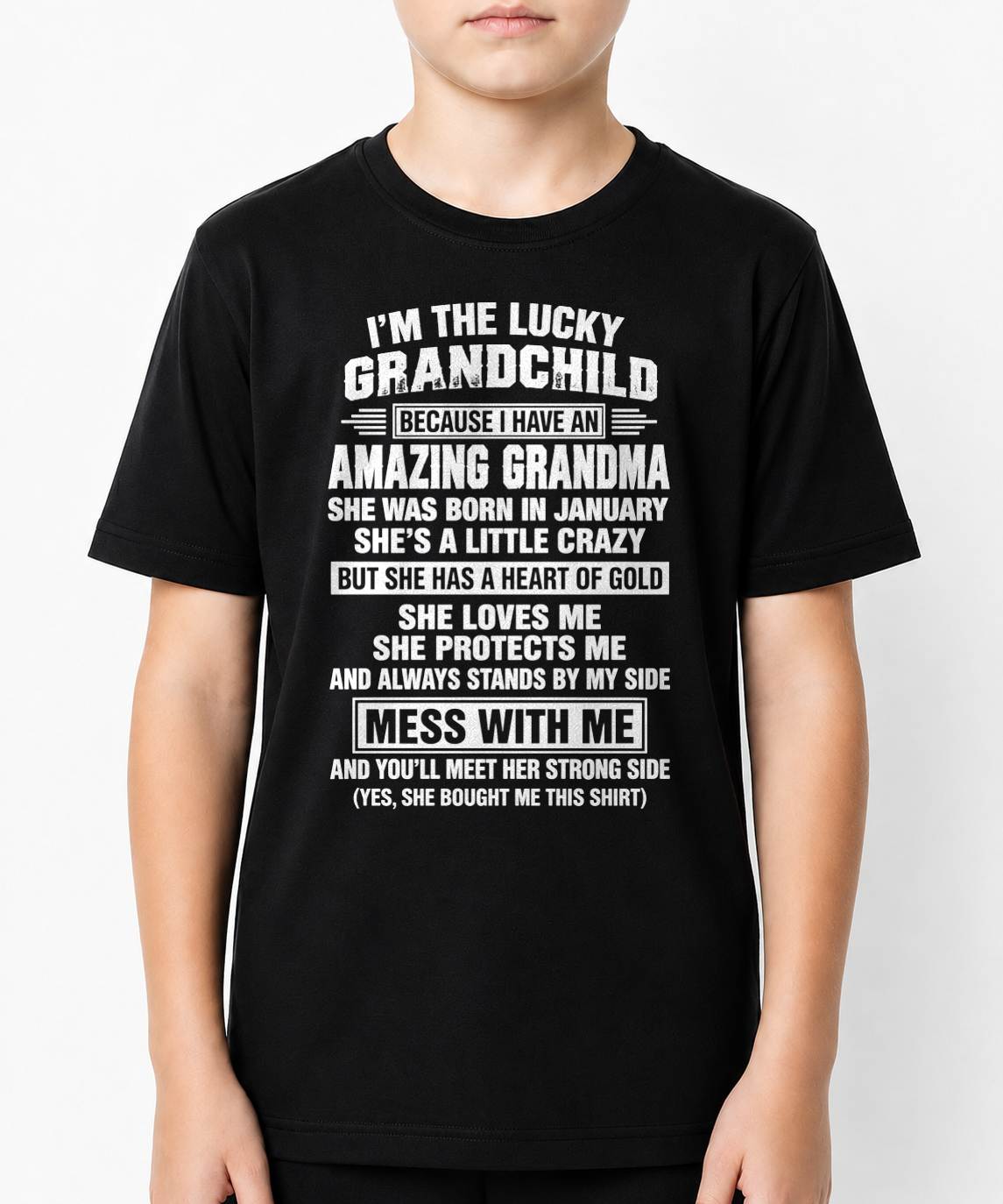 January, I'm The Lucky Grandchild Because I Have An Amazing Grandma - Gift For Grandchild From Grandma - TOBY01 (SKU2609-194-01)