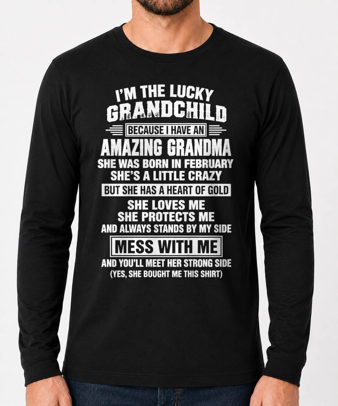 February, I'm The Lucky Grandchild Because I Have An Amazing Grandma - Gift For Grandchild From Grandma - TOBY02 (SKU2609-194-02)
