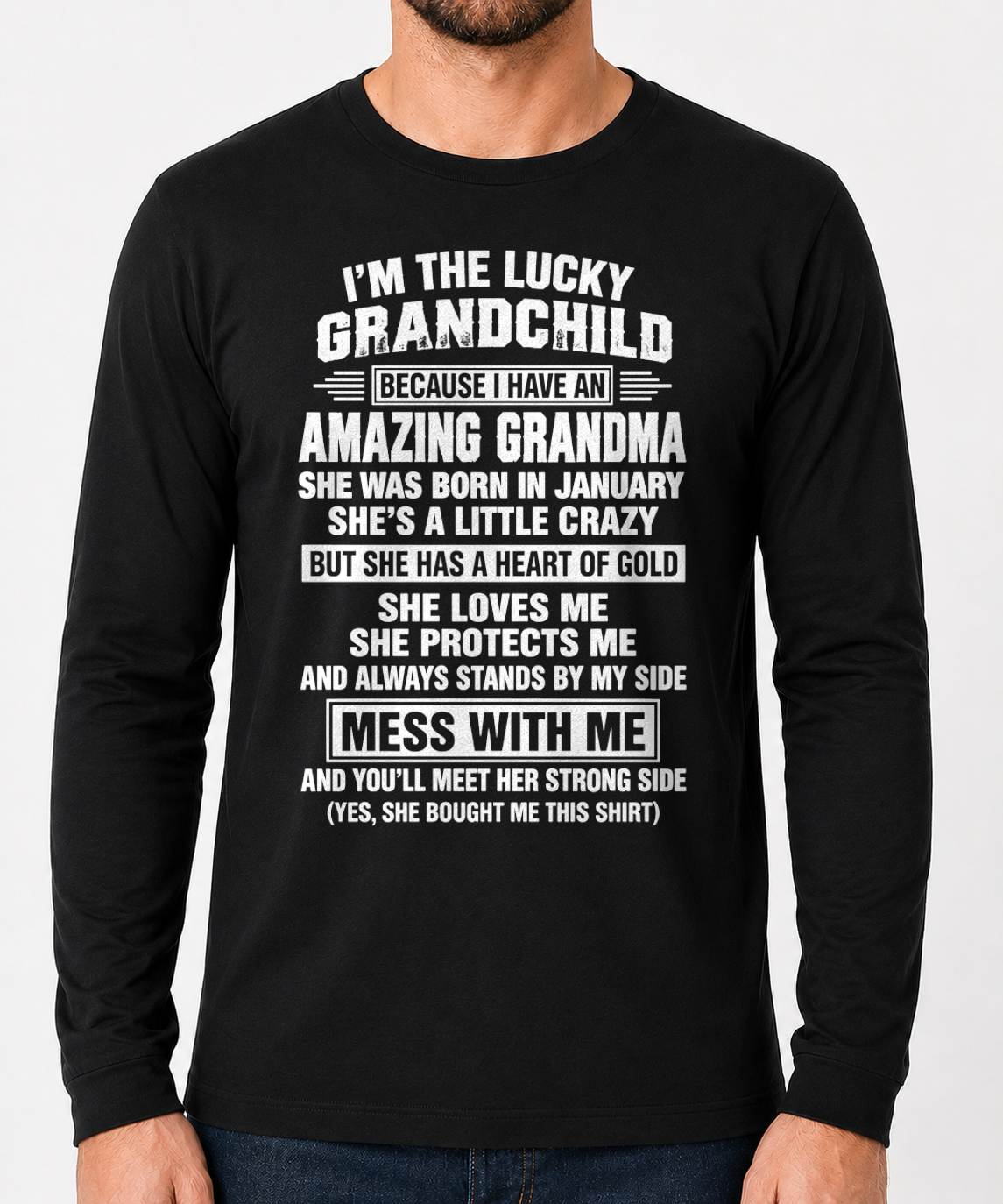 January, I'm The Lucky Grandchild Because I Have An Amazing Grandma - Gift For Grandchild From Grandma - TOBY01 (SKU2609-194-01)
