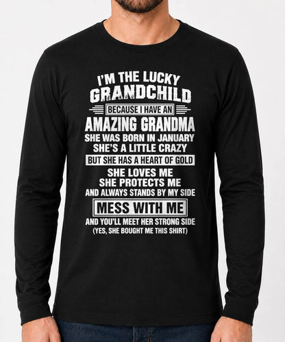January, I'm The Lucky Grandchild Because I Have An Amazing Grandma - Gift For Grandchild From Grandma - TOBY01 (SKU2609-194-01)