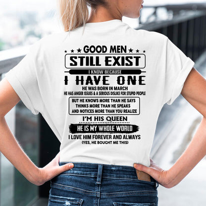 March - Good men Still Exist - gift for your girlfriend, wife from Husband - TOBY03 (SKU-GMSAU-03)