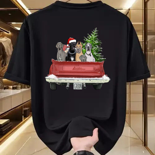Dog Love Shirt, Dog Lover Gift T-Shirt/Hoodie/Sweatshirt HLT00 - Cute Great Dane Christmas Top, Dog Mom Owner Vintage Truck T-Shirt