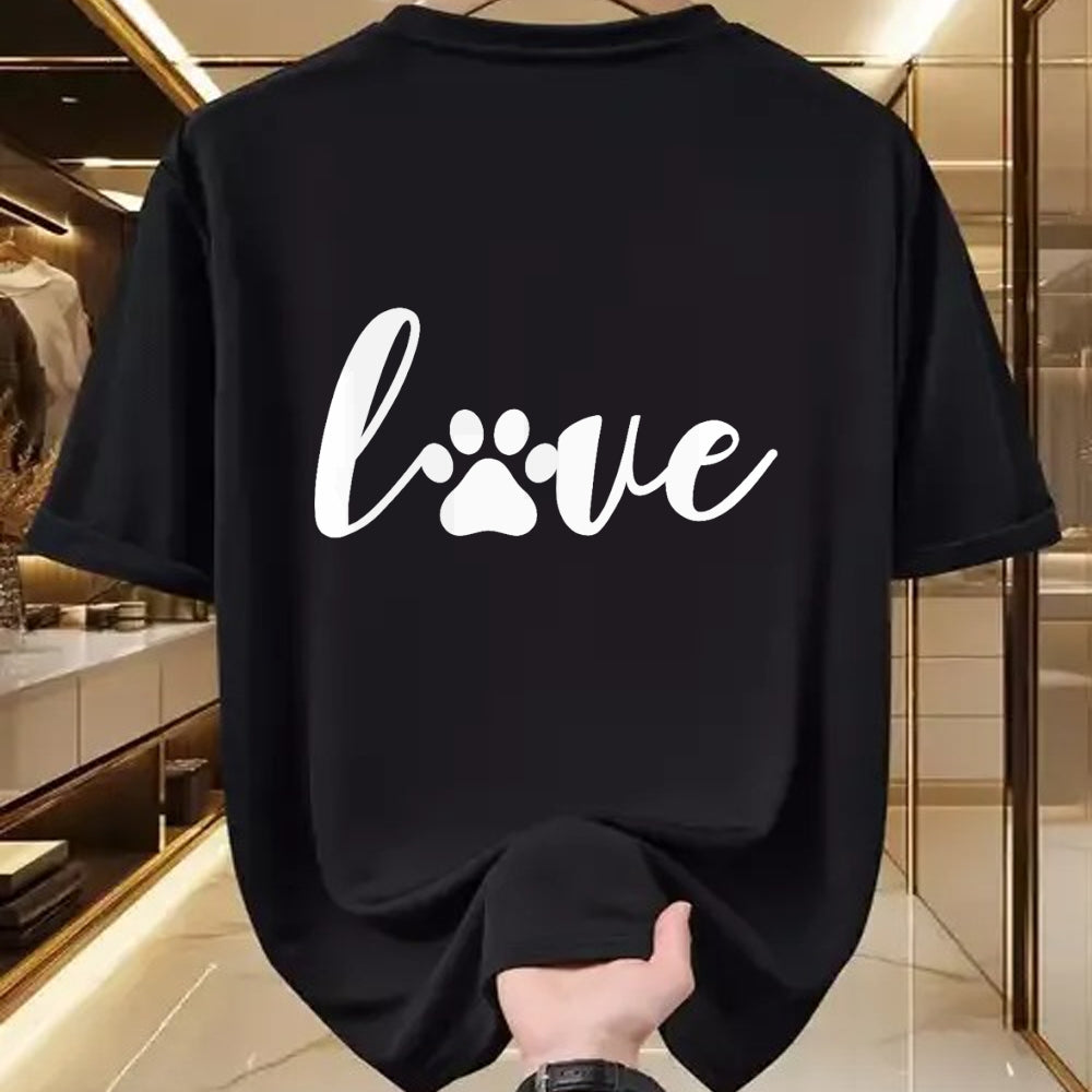 Dog Love Shirt, Dog Lover Gift T-Shirt/Hoodie/Sweatshirt HLT00 - Paw Print Love Heart Funny Cool Dog Cat Mom Pet Animal Lover T-Shirt (1)