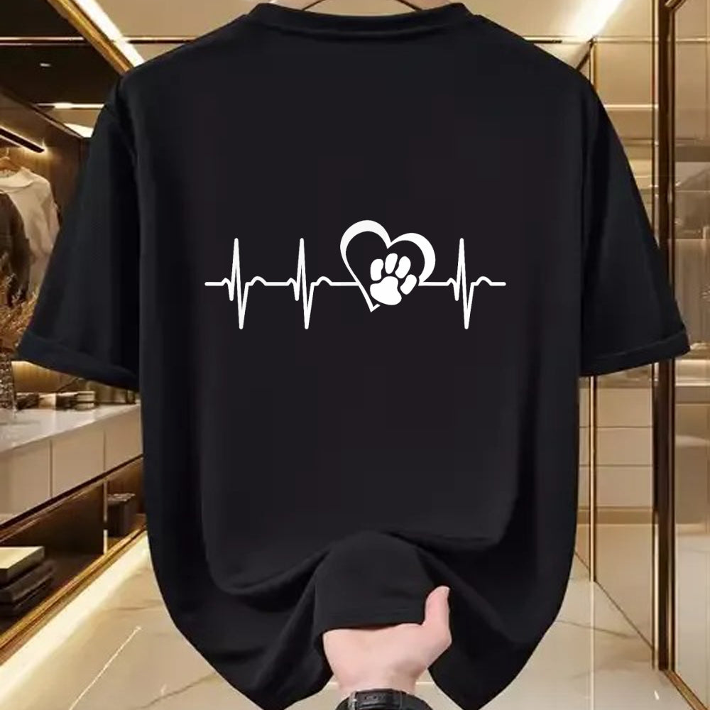 Dog Love Shirt, Dog Lover Gift T-Shirt/Hoodie/Sweatshirt HLT00 - Heartbeat dog paw heart dog love T-Shirt