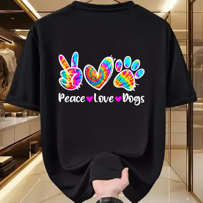 Dog Love Shirt, Dog Lover Gift T-Shirt/Hoodie/Sweatshirt HLT00 - Cute Peace Love Dogs Tie Dye Dog Paw Dog Mom Mothers Day T-Shirt