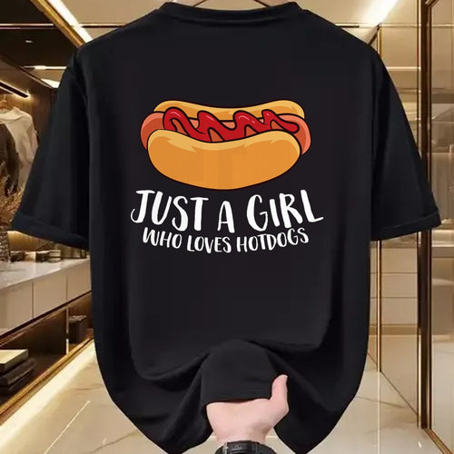 Dog Love Shirt, Dog Lover Gift T-Shirt/Hoodie/Sweatshirt HLT00 - Just a Girl Who Loves Hotdogs T-Shirt