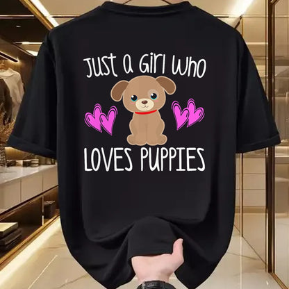 Dog Love Shirt, Dog Lover Gift T-Shirt/Hoodie/Sweatshirt HLT00 - JUST A GIRL WHO LOVES PUPPIES Cute Puppy Dog Toddler Kids T-Shirt