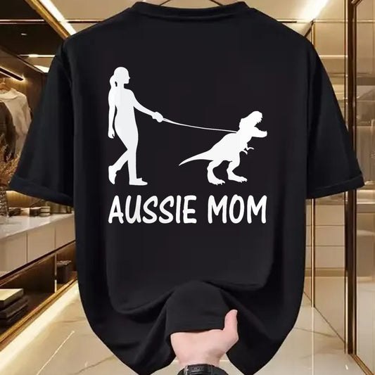 Dog Love Shirt, Dog Lover Gift T-Shirt/Hoodie/Sweatshirt HLT00 - Aussie Mom Australian Shepherd Dog Dinosaur Women Mother T-Shirt