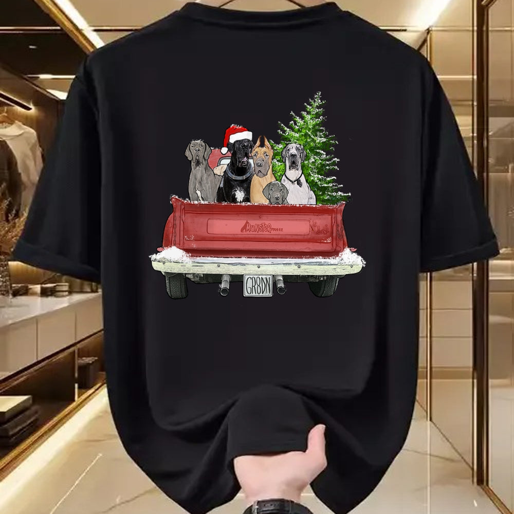 Dog Love Shirt, Dog Lover Gift T-Shirt/Hoodie/Sweatshirt HLT00 - Cute Great Dane Christmas Top, Dog Mom Owner Vintage Truck T-Shirt