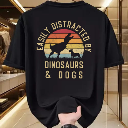 Best Dinosaur Lover Shirt, Funny Dinosaur UnisexT-Shirt/Hoodie/Sweatshirt HLT00 - Easily distracted by Dinosaurs and dogs I heart Dinosaur dog T-Shirt