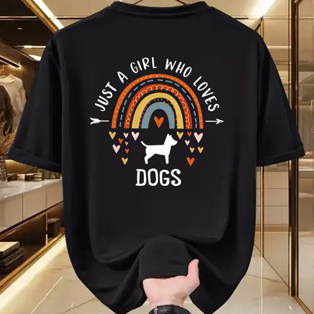 Dog Love Shirt, Dog Lover Gift T-Shirt/Hoodie/Sweatshirt HLT00 - Just A Girl Who Loves Dogs Rainbow Gifts For Dog Lover Women T-Shirt (1)