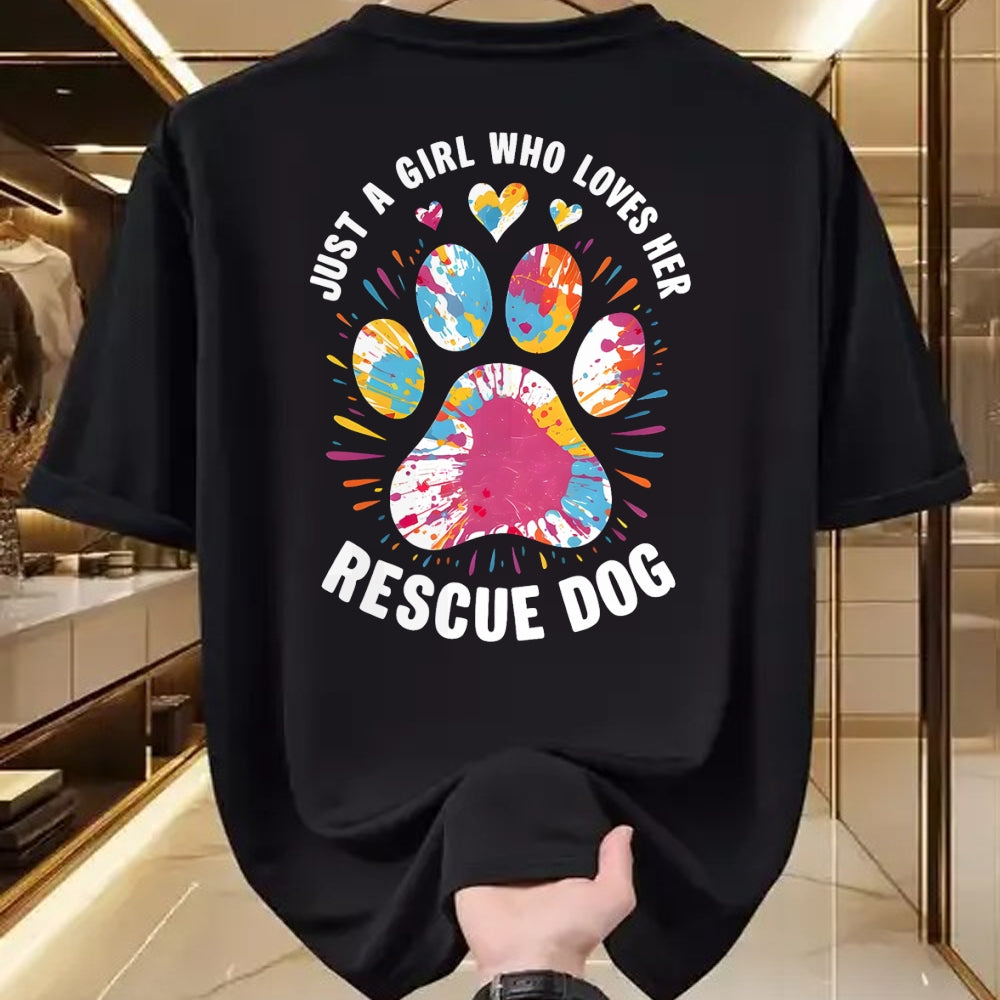 Dog Love Shirt, Dog Lover Gift T-Shirt/Hoodie/Sweatshirt HLT00 - Just a Girl Who Loves Her Rescue Dog Dog Lovers Pet Owners T-Shirt