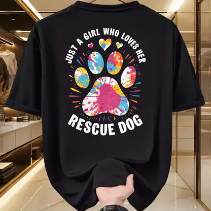 Dog Love Shirt, Dog Lover Gift T-Shirt/Hoodie/Sweatshirt HLT00 - Just a Girl Who Loves Her Rescue Dog Dog Lovers Pet Owners T-Shirt