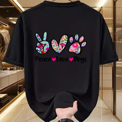 Dog Love Shirt, Dog Lover Gift T-Shirt/Hoodie/Sweatshirt HLT00 - Peace Love Dogs Floral Dog Paw Dog Mom Cute Mother_s Day T-Shirt