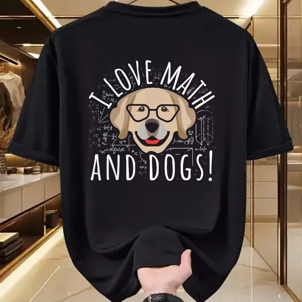 Dog Love Shirt, Dog Lover Gift T-Shirt/Hoodie/Sweatshirt HLT00 - I Love Math And Dogs Algebra Brown Dog Teacher Student Gift T-Shirt