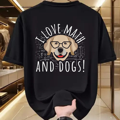 Dog Love Shirt, Dog Lover Gift T-Shirt/Hoodie/Sweatshirt HLT00 - I Love Math And Dogs Algebra Brown Dog Teacher Student Gift T-Shirt