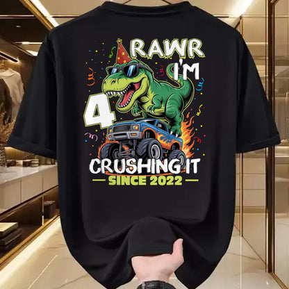 Best Dinosaur Lover Shirt, Funny Dinosaur UnisexT-Shirt/Hoodie/Sweatshirt HLT00 - 4th Birthday Monster Truck Dinosaur 4 Years Old Birthday Boy T-Shirt