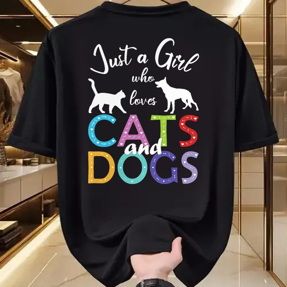 Dog Love Shirt, Dog Lover Gift T-Shirt/Hoodie/Sweatshirt HLT00 - Just A Girl Who Loves Cats And Dogs Lover Girl T-Shirt