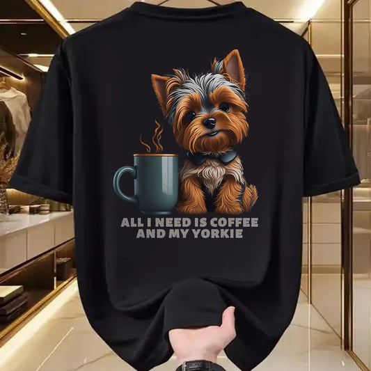 Dog Love Shirt, Dog Lover Gift T-Shirt/Hoodie/Sweatshirt HLT00 - All I Need Is Coffee And My Yorkie Funny Yorkie Dog Mom T-Shirt