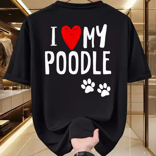 Dog Love Shirt, Dog Lover Gift T-Shirt/Hoodie/Sweatshirt HLT00 - I Love My Poodle Heart Paw Dog Owner T Shirt T-Shirt